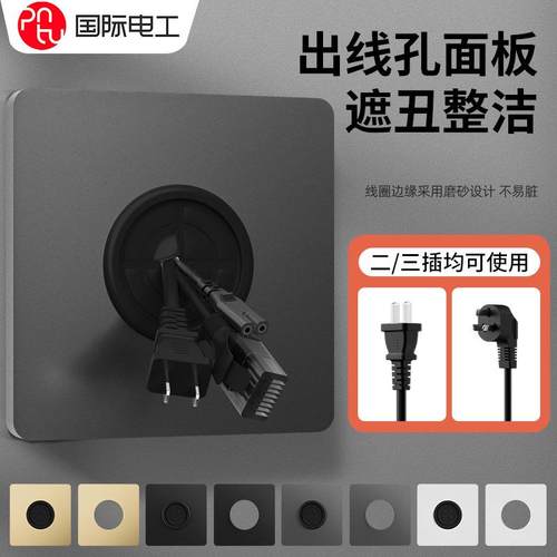 国际电工86型空白面板家用墙壁通用面板带出线孔电视网络穿孔面板