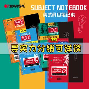 凯萨灵感本三孔线圈笔记本PP封面带分页插袋带易撕线多科目