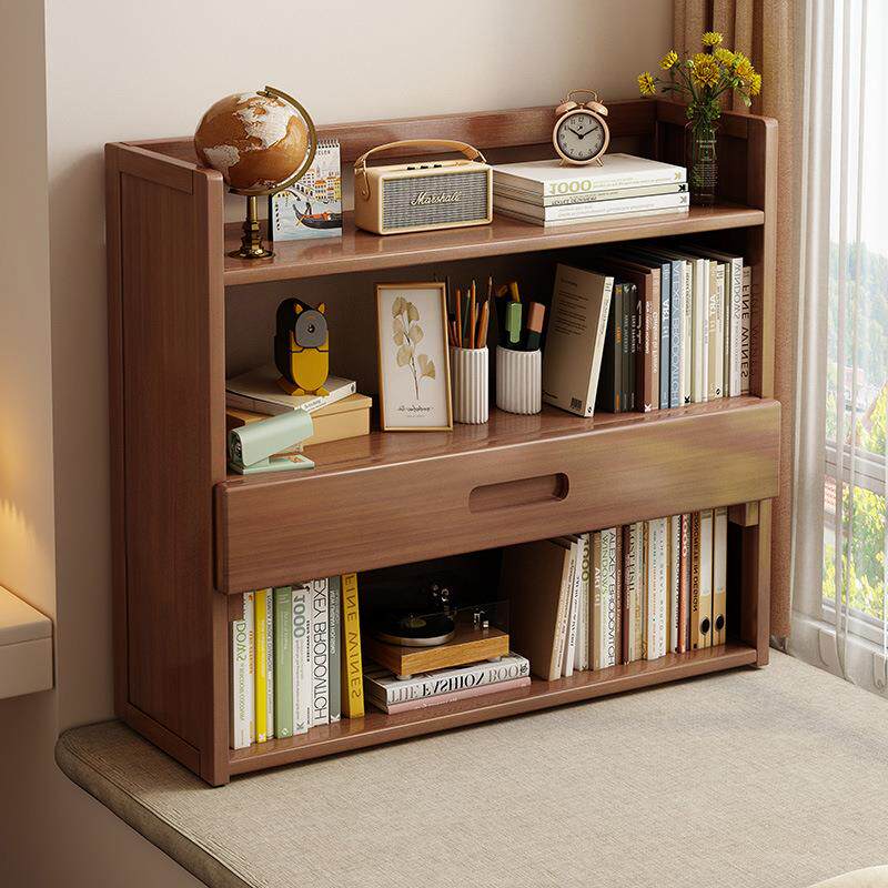 简易书架收纳架多层家用办公桌面置物架儿童绘本柜子落地实木书柜
