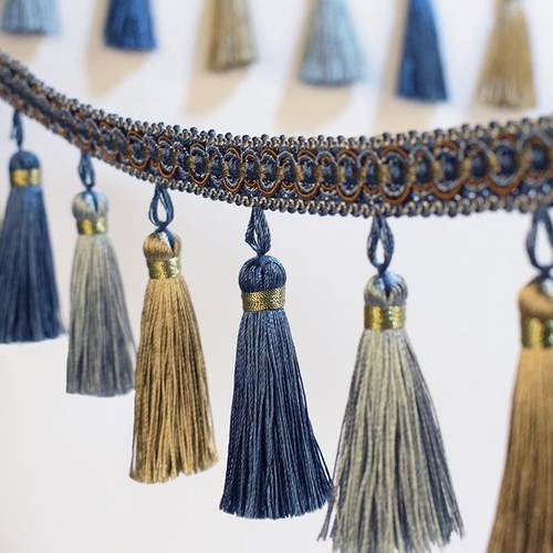 爆款三色窗帘吊穗花边流苏吊穗窗帘花边辅料现货12米一版