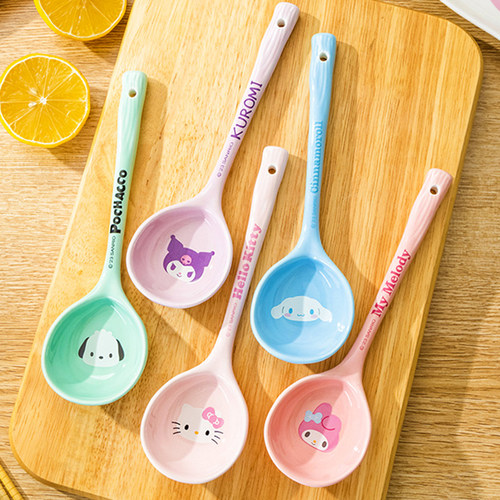 kitty陶瓷勺子可爱家用长柄汤勺