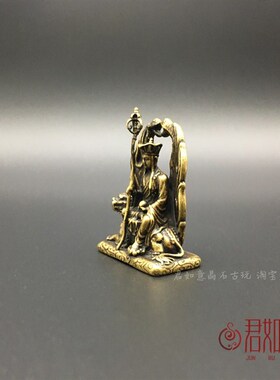 铜艺地藏王菩萨佛牌挂件 实心黄铜坐骑谛听佛像仿古微雕铜牌铜佛