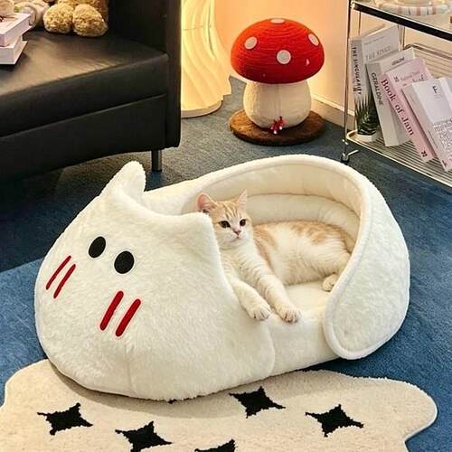 拖鞋猫窝冬季保暖半封闭式安全感猫沙发宠物睡觉窝小型犬狗窝睡床