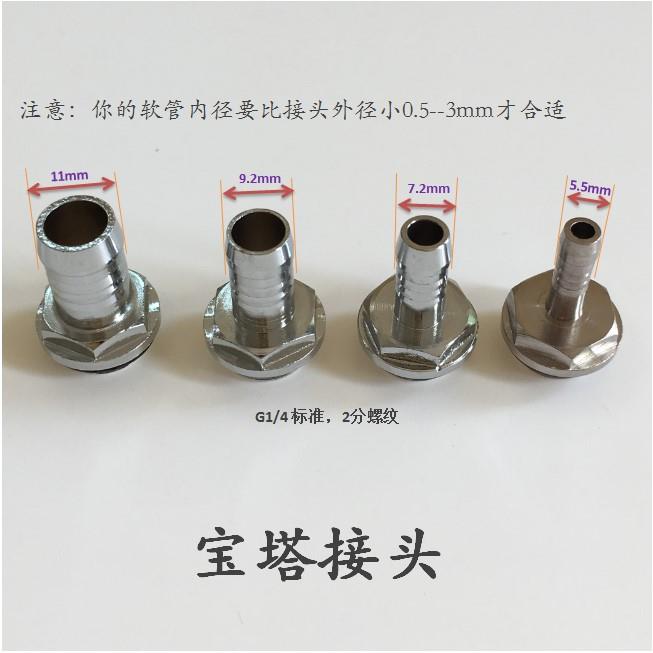 电脑水冷宝塔接头G1/4 2分螺纹笔记本水箱水泵水排专用宝塔接头