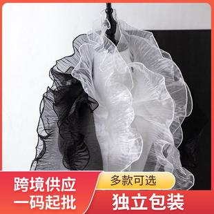 子裙摆边布艺 12cm宽 人鱼彩色网纱蕾丝花边服装 辅料diy装 饰领口袖