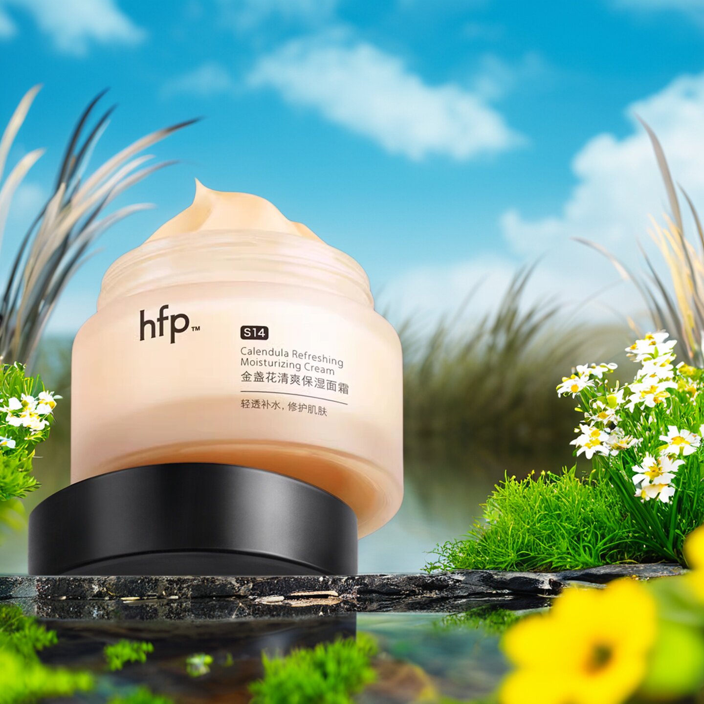 HFP金盏花清爽保湿面霜秋冬清爽舒缓补水滋润不油腻男女官方正品