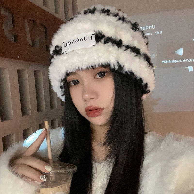 韩版百搭潮保暖时尚护耳冬季加绒套头外贸针织毛线帽女生大头