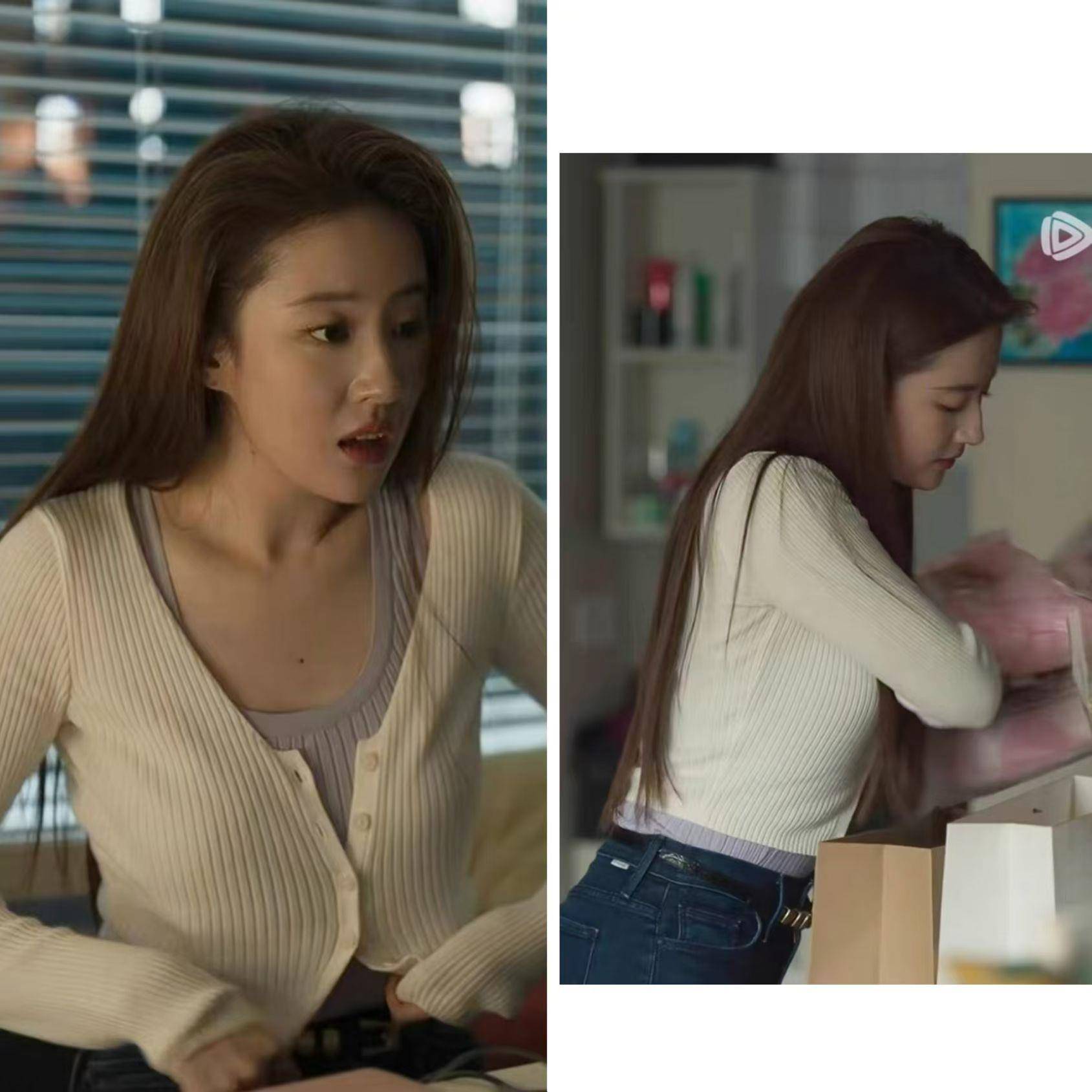 官方旗舰店玫瑰的故事刘亦菲黄亦玫同款白色针织防晒开衫短款上衣