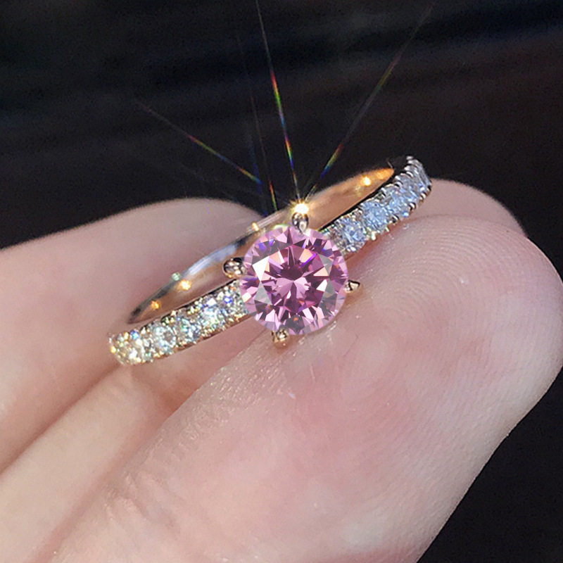 欧美简约锆石订婚结婚戒指女仿澳戒指/指环