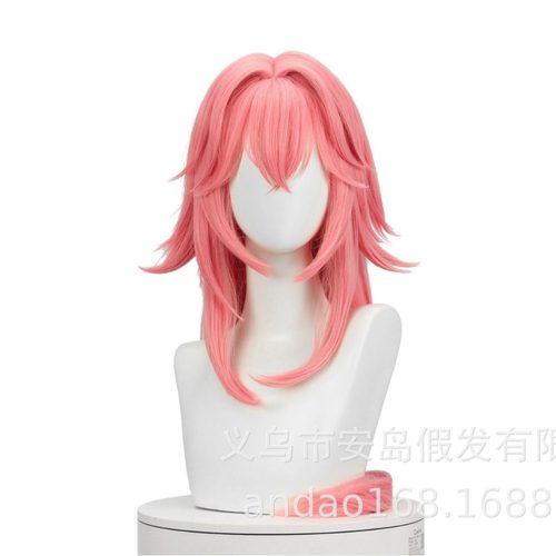安岛厂家游戏原神角色八重神子狐狸小姐粉色 cos假发