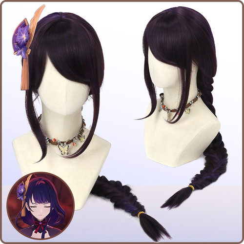 cos假发动漫原神雷电加粗麻花辫舞台表演假发现货cosplay假毛