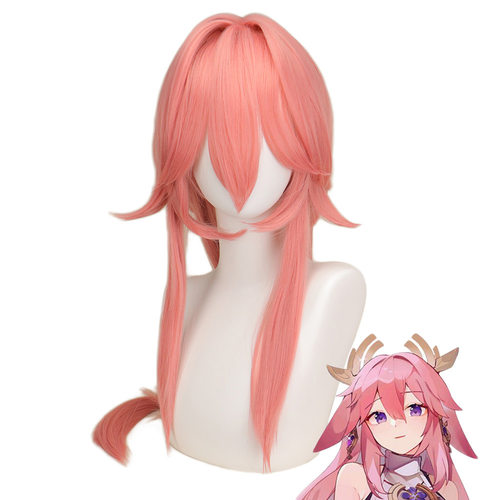 原神 八重神子 cos假发 稻妻城 仿真头皮 两侧反翘 现货动漫假发