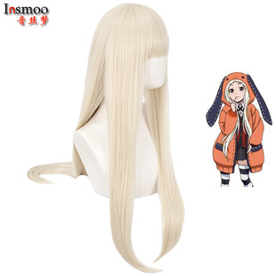 狂赌之渊黄泉月瑠奈露娜cos假发动漫齐刘海奶金色收脸长直发女士