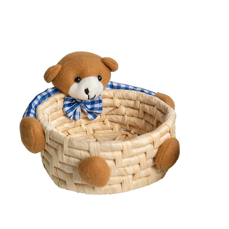 快速发货ins小熊抱抱收纳筐手工编织储物篮学生桌U面办公室杂物筐,收纳整理,收纳筐,淘宝优惠券,粉丝福利购,淘宝优惠卷