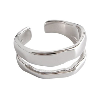 现货速发几何型圆环开口潮简约夸张S个性指环可调节日韩饰品