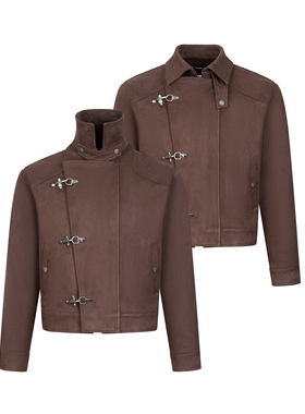 Succinct“戈”牛皮绒飞机扣短款廓形麂皮夹克秋冬复古巴恩风外套