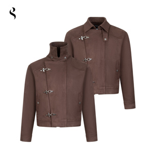 Succinct“戈”牛皮绒飞机扣短款廓形麂皮夹克秋冬复古巴恩风外套