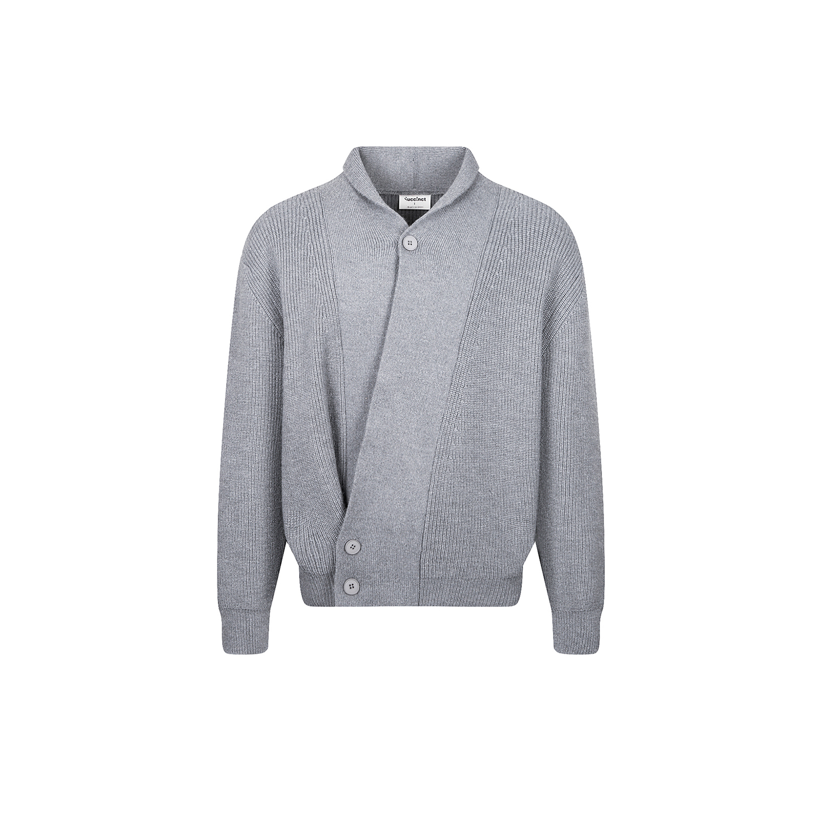 Succinct “道袍”立领斜门襟纽扣针织毛衣开衫可调节下摆V领长袖