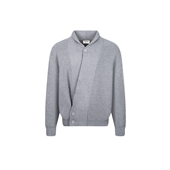 可调节下摆V领长袖 立领斜门襟纽扣针织毛衣开衫 道袍 Succinct