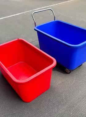 养猪饲车料车养殖场33077料车织带轮子塑推料箱搬运纺厂推布喂猪