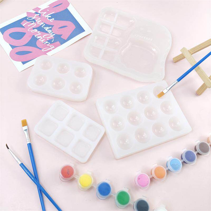 丙烯颜料硅胶调色盘软陶粘土模免洗易清洁DIY彩绘便携式调色盘
