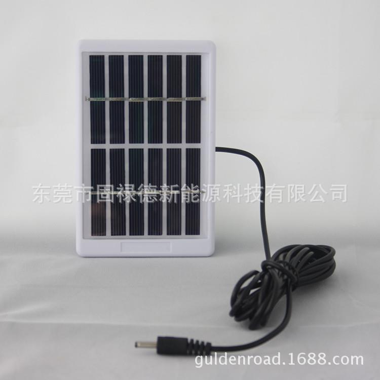 源头工厂6V1w光伏多晶太阳能板塑胶边框5.5DC USB充手机3米线