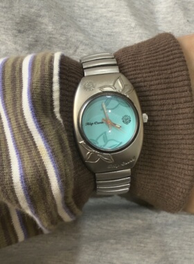 Awateoftime浪费时间 中古手表花朵钢印设计手表圆形vintage手表