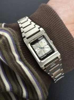 Awateoftime浪费时间 方形中古手表小众复古金属表带简约石英手表