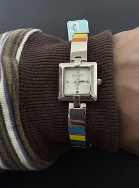 Awateoftime浪费时间 中古手表复古彩虹多巴胺方型金属石英手表