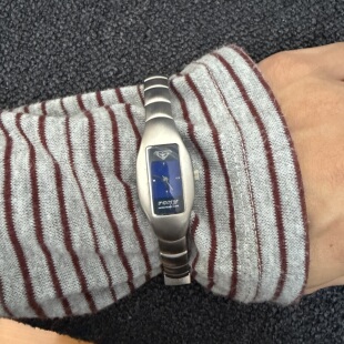 Awasteoftime浪费时间 蓝色撞色vintage中古手表简约复古小腕表