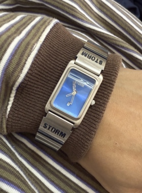 Awasteoftime浪费时间 蓝色中古手表Vintage古着金属腕表石英手表