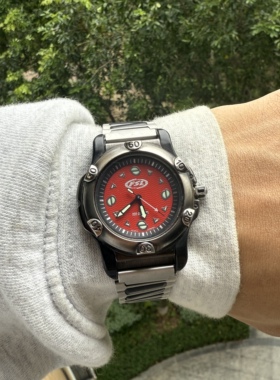 Awasteoftime浪费时间 红色表盘中古手表撞色设计复古vintage手表