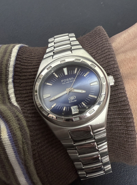 Awateoftime浪费时间 欧美中古手表蓝色时尚复古金属椭圆石英手表