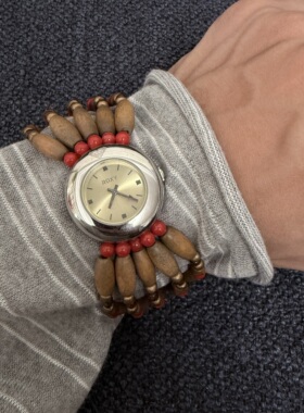 Awasteoftime浪费时间 中古手表小众设计个性复古木珠手链式手表