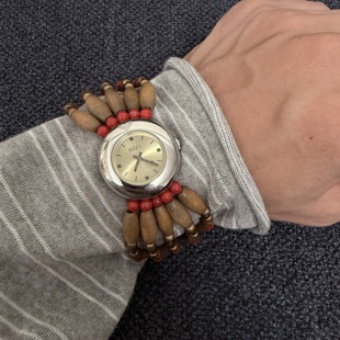 Awasteoftime浪费时间 中古手表小众设计个性复古木珠手链式手表