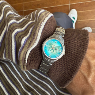 Awasteoftime浪费时间原创y2k蝴蝶手表女小众设计金属圆形石英表