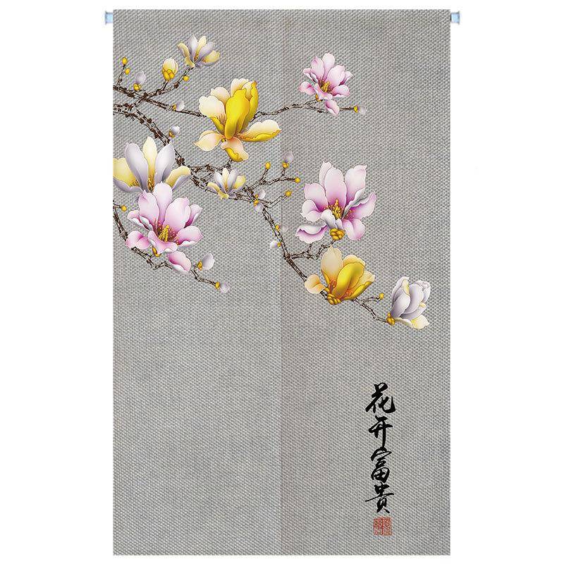 新中式灰色半隔系布艺门帘卧室客厅饰帘t5663849厕所大幅挂帘免装