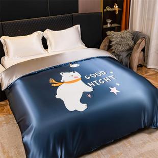 新款大版冰丝套套家用床被单款被子被159芯枕头床单件四件套