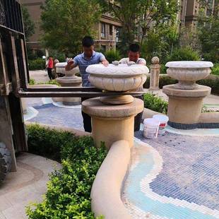 石园雕钵花欧式 花钵小区盆栽石钵别墅ALW小区口水培林门石头花盆