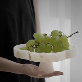 四叶运罕见完璧天然云石果盘盘高品质托摆件高颜值幸CPC收纳盘