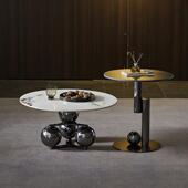 意式 轻奢圆形沙奢石发边几极简设师款 OFS现代简约厅大客理石计角