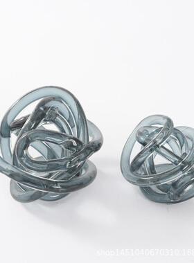 创意现代简玻约璃麻球异极圆球样板UDO房托盘装饰形品简轻奢软装