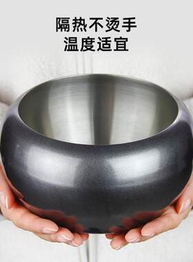 钵ANG碗袋寺院钢餐具钵斋钵出家不锈双层隔热僧人吃饭用饭钵人盂
