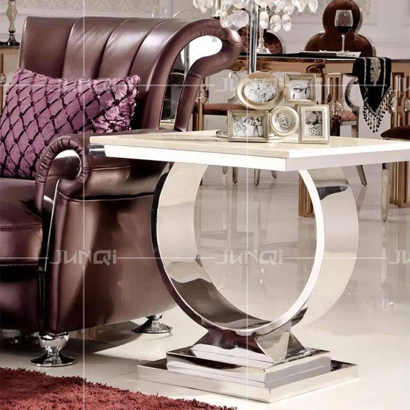 不锈钢简约方桌茶几创意茶几岩板现代多厅方桌茶几书房饭功厅客角