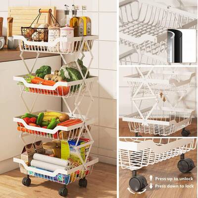 金收属折叠移果蔬篮多层角落夹四缝MRG架厨房客厅整理纳架三五动