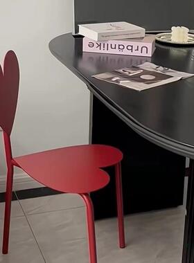 心红色设计椅坐椅极简约金属现代艺KFU术摆拍网爱造型子凳子定红