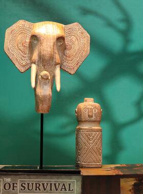 东南术亚风大UXK艺雕塑象头客厅玄脂关书房家居摆件象树工艺品