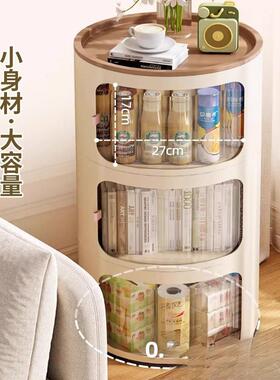 奶油风可床头柜卸卧室床边圆形收纳柜落地拆大容家用KBO收纳置物