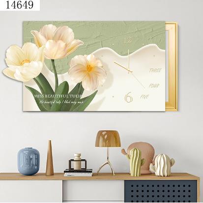 现代简约表箱饰装画风带钟表小清新隐藏式电箱总开关奶油电OYH遮