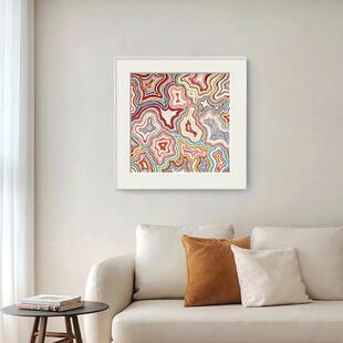 餐厅饭抽象挂画饰民宿酒店床现头样厅板间代装画彩色艺术线迂回色